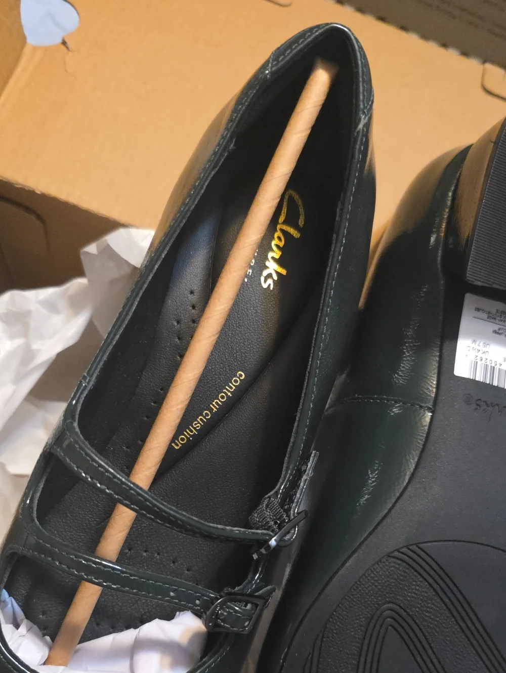 Clarks Mary-Jane Daiss30 Shine - Dark Green Size 7 NIB